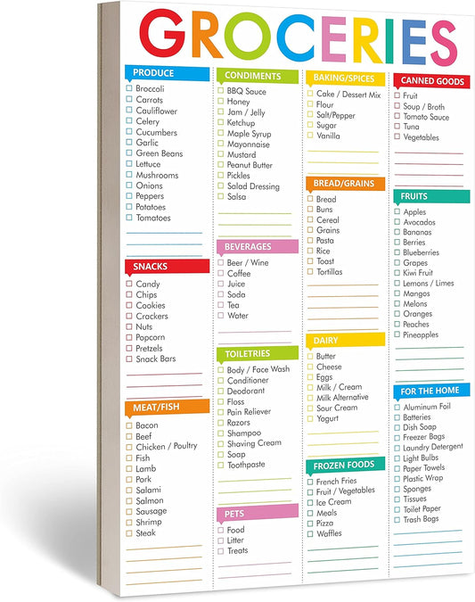 Hebayy 90 Sheets Fastcheck Grocery List Magnet Pad, 110 Printed Common Food for Fridge and Blank Grocery Shopping Spaces for Home. Size 6”x 9”