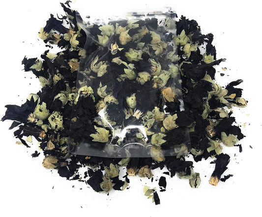 Black Mallow Flower Buds from Germany - Net Weight 0.52oz / 15g - Mesmerizing Black, Beautiful Eye-catcher for Herbal Infusion, Tea, Salads and Dessert