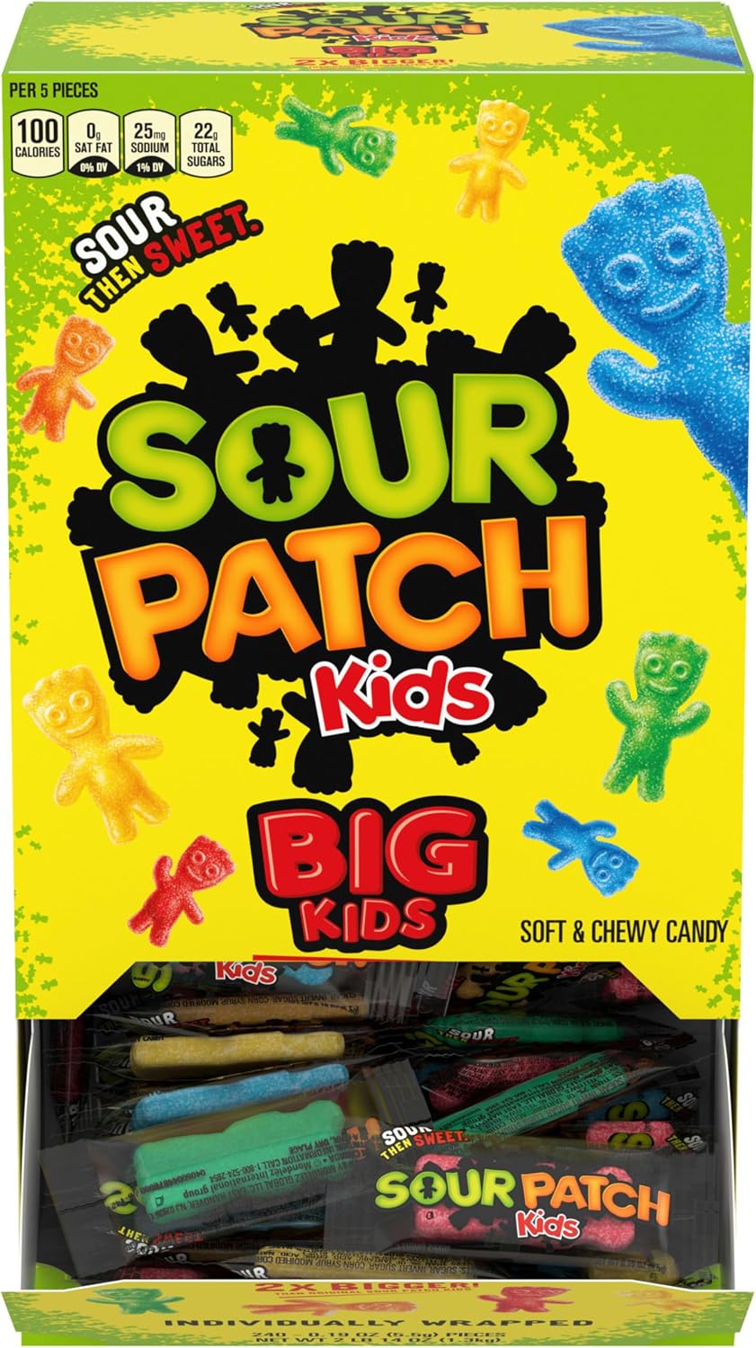 SOUR PATCH KIDS Big Kids Individually Wrapped Soft & Chewy Gummy Candy, Bulk Candy, 240 Count Box