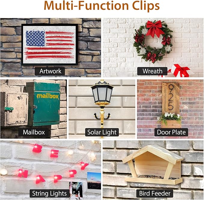 Brick Hook Clips for Hanging Outdoors, Brick Hangers for Brick Wall Hanging No Drill and Nails, Heavy Duty Brick Siding Clips Wall Hangers Fits Standard Brick 2-1/4" to 2-3/8" in Height (24, Standard)