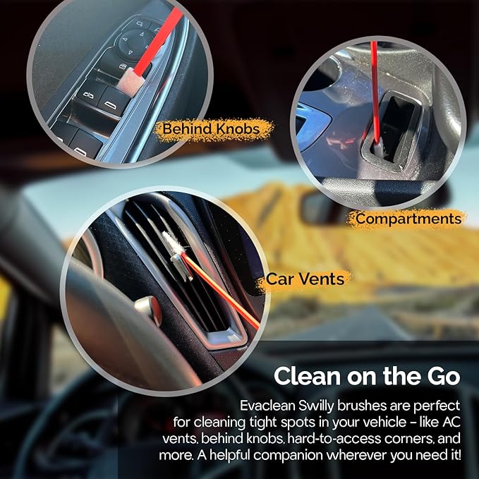 Evaclean Swilly Original Disposable Crevice Brushes - 100 Pack - Versatile Cleaning Tool for Tight Spaces, Window Tracks, Keyboards, Car Vents, and Household Use (Blue)