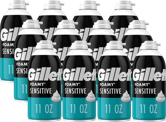 Gillette Foamy Shaving Cream, Sensitive Skin, 11 Ounce (Pack of 12)