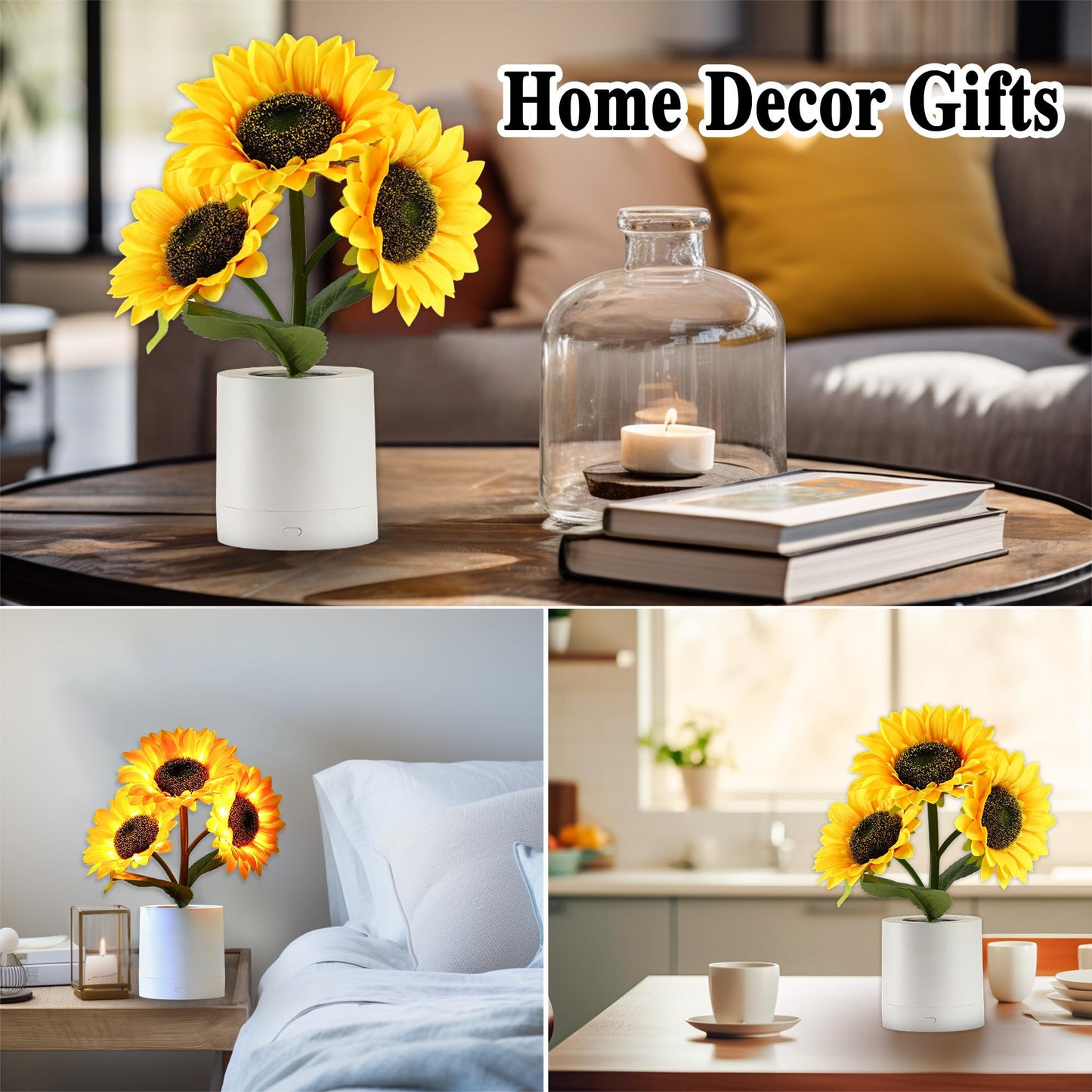 hibeauti Sunflower LED Lamp for Women, Mother's Day Ideal for Bedroom Decor Sunflower Gifts for Mom Grandma Teacher Aunt Girlfriends Coworker Friend Wife Mothers Anniversary Birthday Christmas