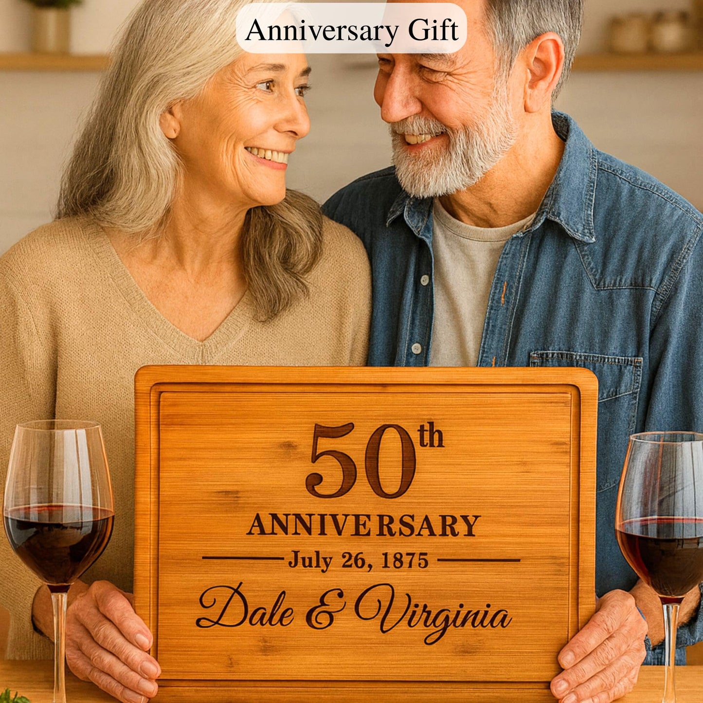 Personalized Gifts for Couples - Custom Cutting Board, Best Couple Gift Ideas for Newlyweds, Bride & Groom, Friends, Family, Mom, Dad, Unique Gifts for Wedding, Anniversary, Bridal Shower, Engagement