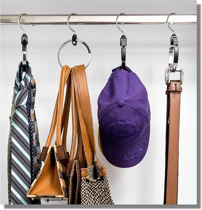 Multipurpose Closet Hangers, 75 Tie Belt Hanger for Closet, Great Space Saving Belt Organizer for Wardrobe, Ideal for Storing Belts, Ties, Scarfs, Baseball Hats, Purses & More, 3 Pack