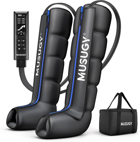 Sequential Leg Compression Massager for Circulation : Full Leg Air Compression Boots for Massage Therapy & Fatigue Relief - 9 Intensity, 6 Modes, 3 Timers for Athletes, Runners, Gym (Large)