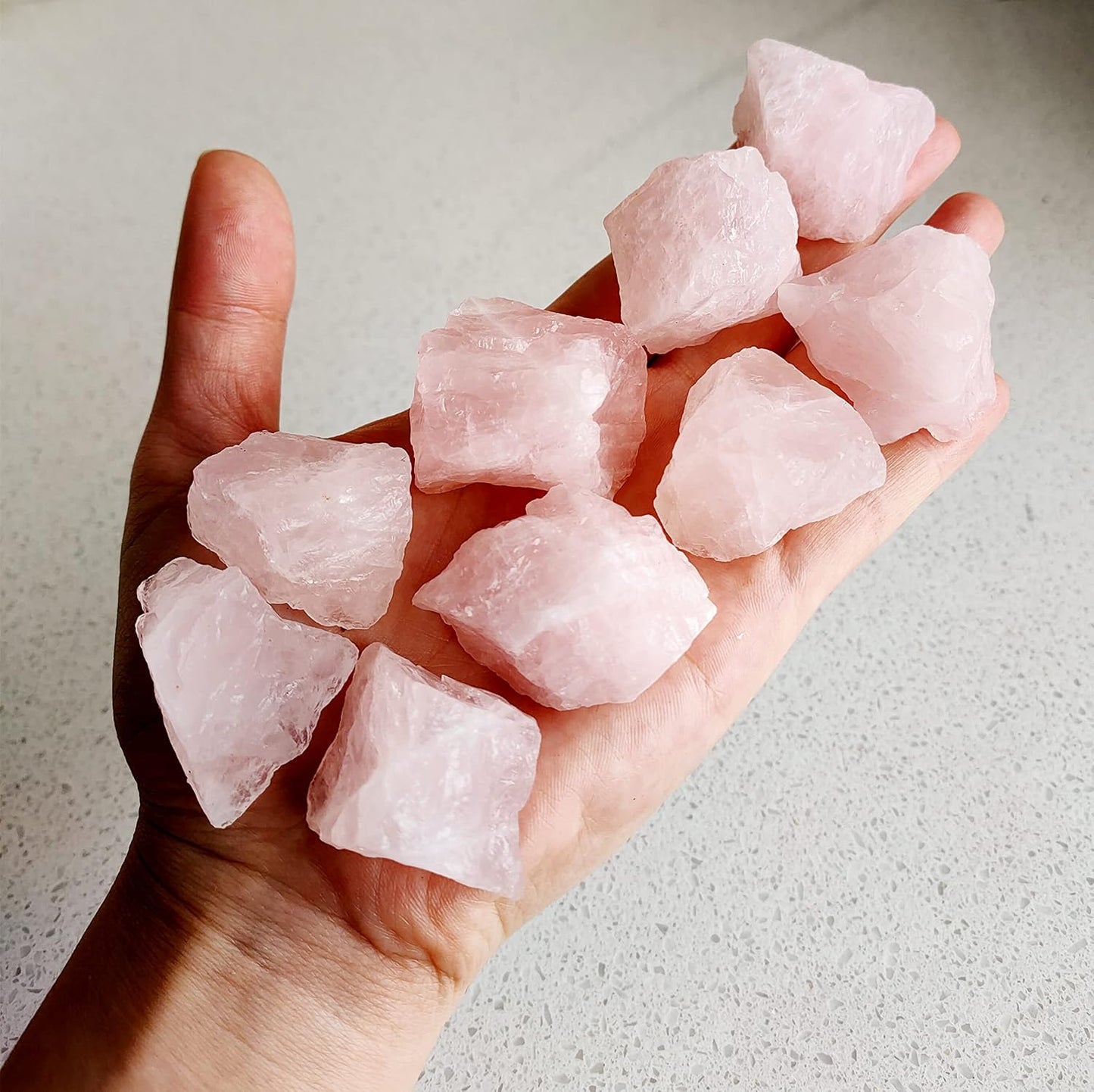 Luckeeper 2 lb Rough Crystals Bulk Raw Rose Quartz Healing Stones for Tumbling, Wire Wrapping, Wicca Reiki,Meditation and Home Decor