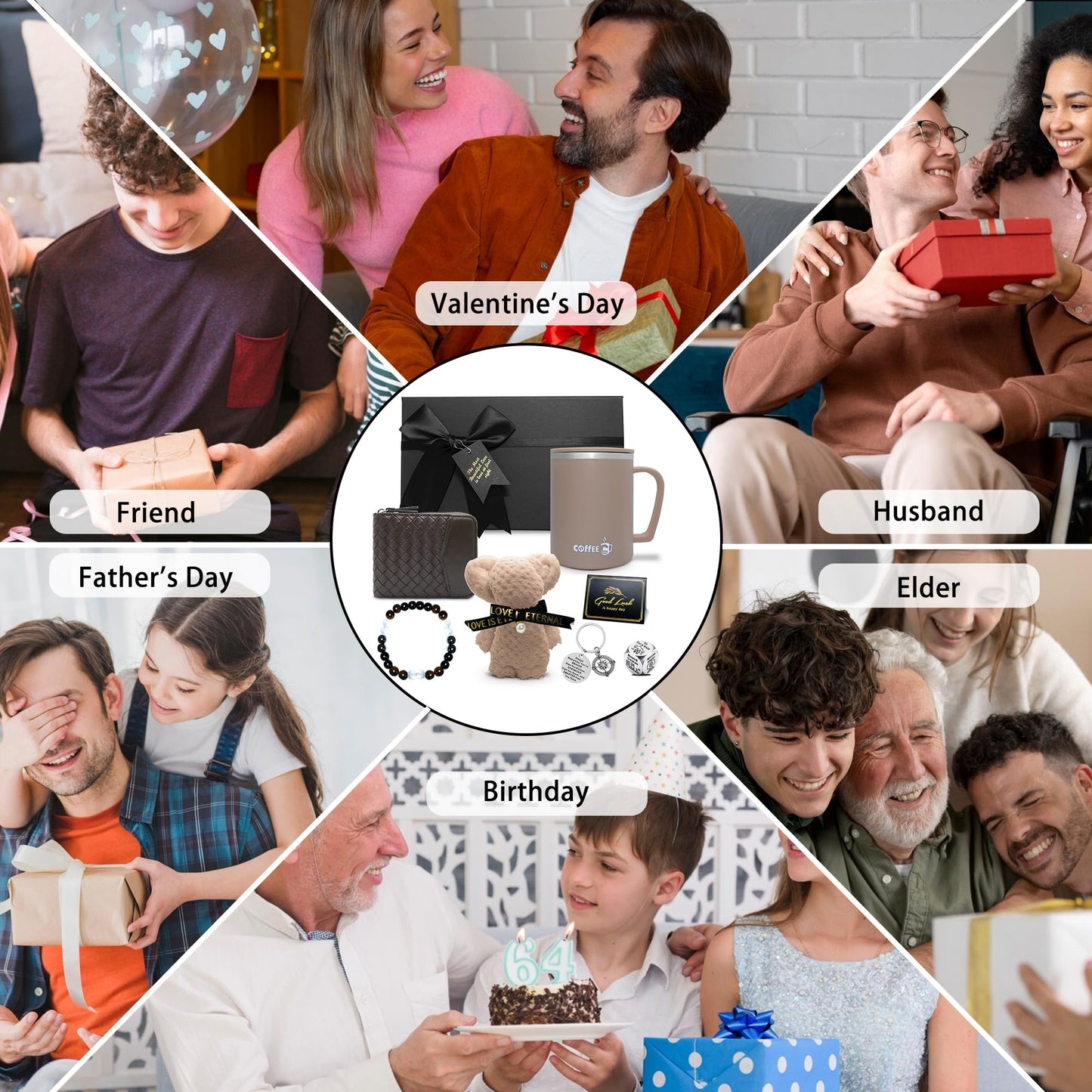 Birthday Gifts for Men, 7 Pack Unique Birthday Gifts Box for Father Husband Brother Son Boyfriend Friend, Best Ever Men Premium Box Ideas Set for Him,Surprise Sets for Father's Day, Valentine's Day