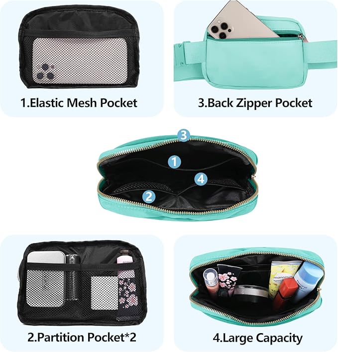 VOROLO Fanny Pack For Women And Men Crossbody Bag Belt Bag with Adjustable Strap Graduation Gifts Light Green