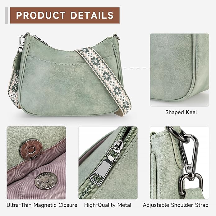 APHISON Trendy Leather Crossbody Purse with Adjustable Strap, Women's Shoulder Handbag
