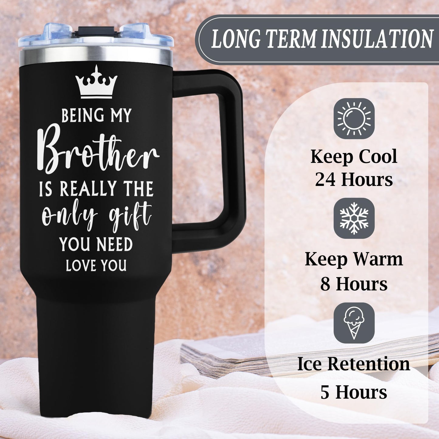 Joyloce Gifts for Brother Adult, Big Brother Gift for Boy from Sister, 1 Pc 40oz Tumbler with Handle for Birthday Christmas