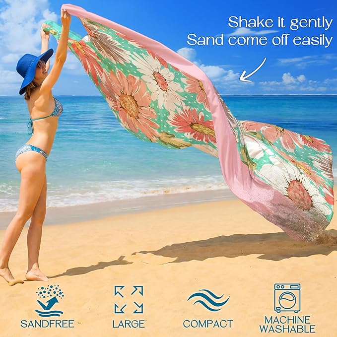 BYDOLL Beach Blanket Waterproof Sandproof 78''×110'' Suits1-7 Adults Compact Lightweight Oversized Sand-Free Blanket Large Picnic Mat for Beach Travel Camping Hiking