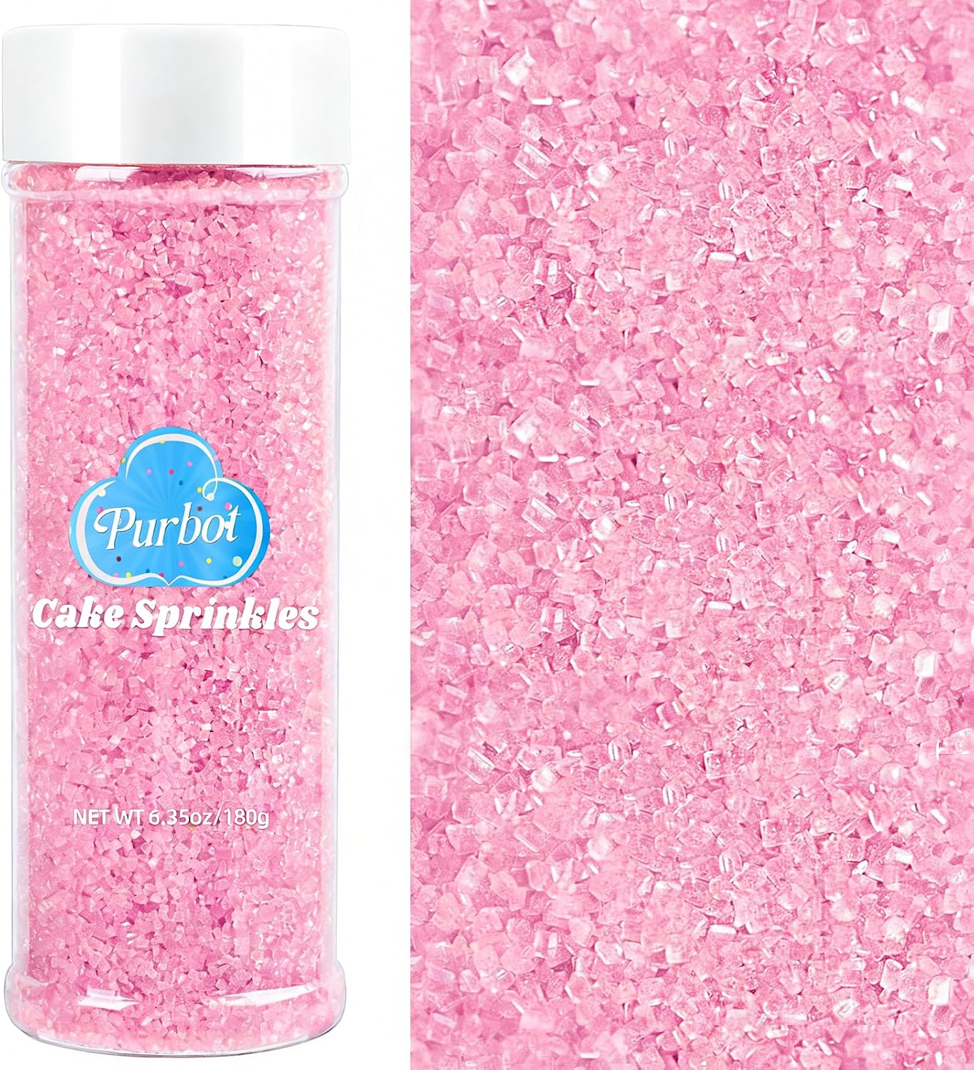 Pink Sprinkles Sanding Sugar for Baking, 6.35 oz Edible Sparkling Sugar Crystals, Decorating Sugar Sprinkles for Cake Cupcake Cookie Ice Cream Topping