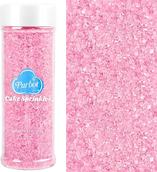 Pink Sprinkles Sanding Sugar for Baking, 6.35 oz Edible Sparkling Sugar Crystals, Decorating Sugar Sprinkles for Cake Cupcake Cookie Ice Cream Topping