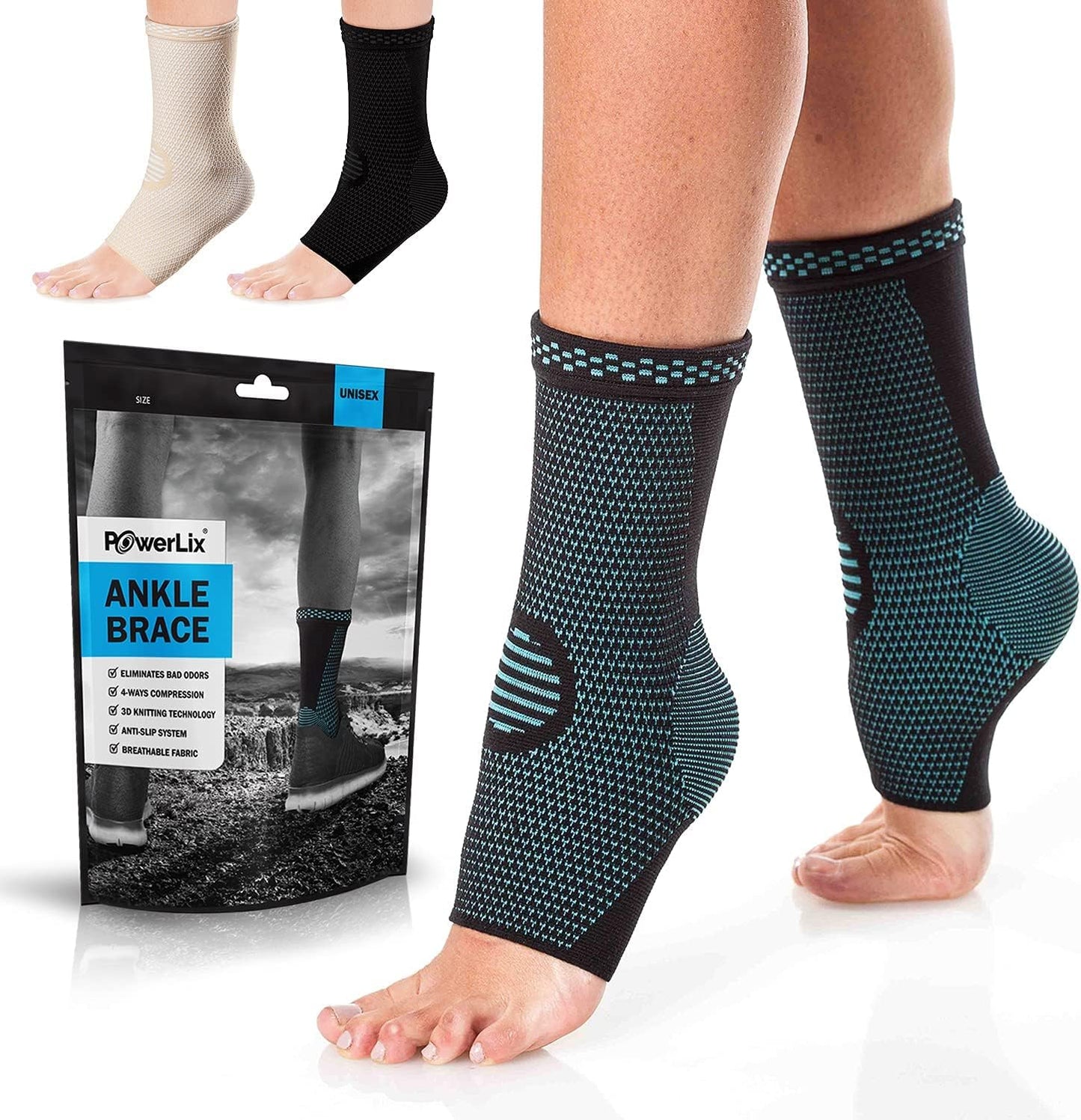 POWERLIX Legs Orthopedic Brace Compression Support Sleeve (Pair) for Swelling, Sprain, Plantar Fasciitis, Arthritis, Tendinitis