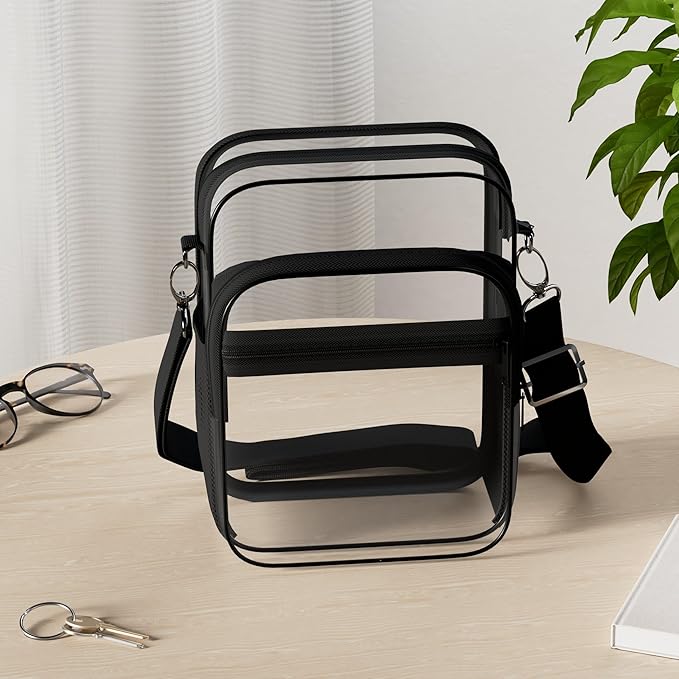 Blvornl Clear Crossbody Bag with Adjustable Shoulder Strap, Stadium Approved PVC Purse Bag, Messenger Bag