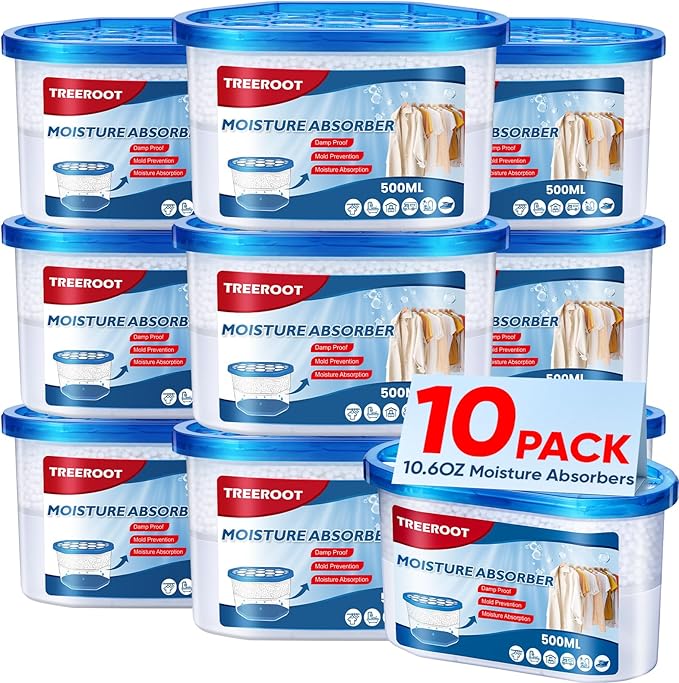 10 Pack Moisture Absorbers, 10.6 OZ Humidity Absorber Bucket, Moisture Absorbers for Closet, Dehumidifier Bucket for Wardrobesã Kitchens and Bathrooms, Fragrance Free Humidity Absorber