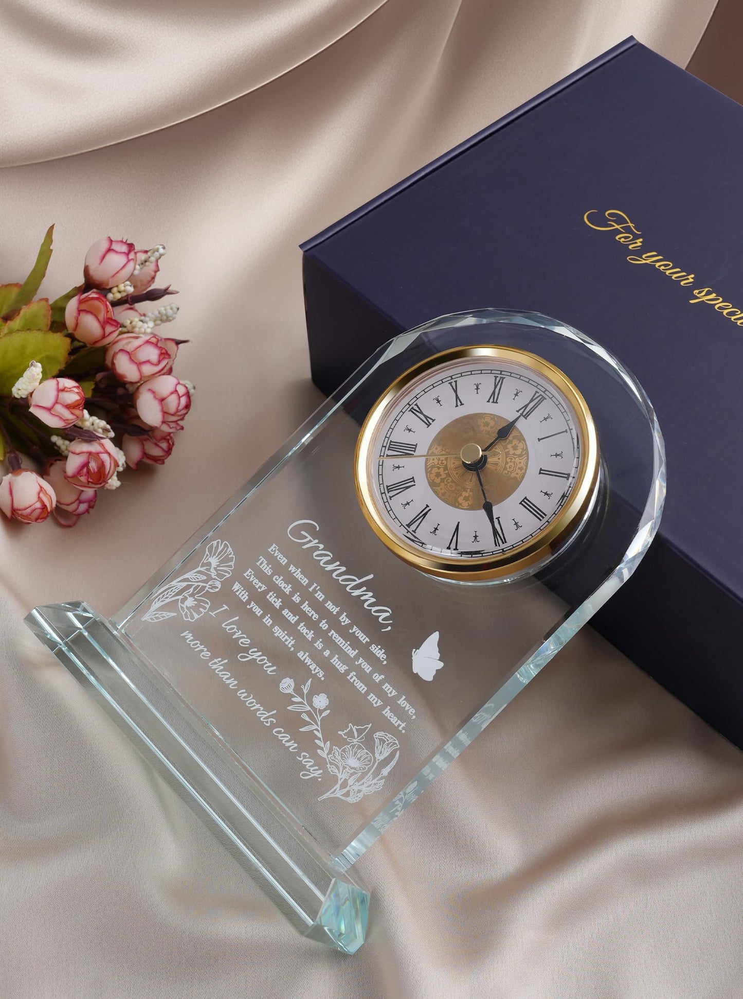 WinTaim Grandma Glass Clock Gift from Granddaughter or Grandson - Unique Grandmother Gift Ideas for Great Grandma Birthday, Christmas, Thanksgiving