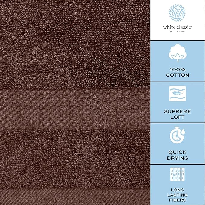 White Classic Luxury Soft Brown Bath Sheet Towels - 650 GSM Cotton Luxury Bath Towels Extra Large 35x70 / Highly Absorbent and Quick Dry/Hotel Collection Extra Large Bath Towels Oversized, 2 Pack