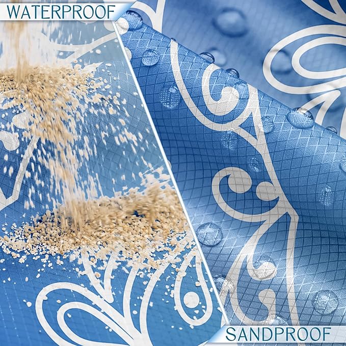 BYDOLL Beach Blanket Waterproof Sandproof 78''×81'' Suits1-4 Adults Compact Lightweight Oversized Sand-Free Blanket Large Picnic Mat for Beach Travel Camping Hiking