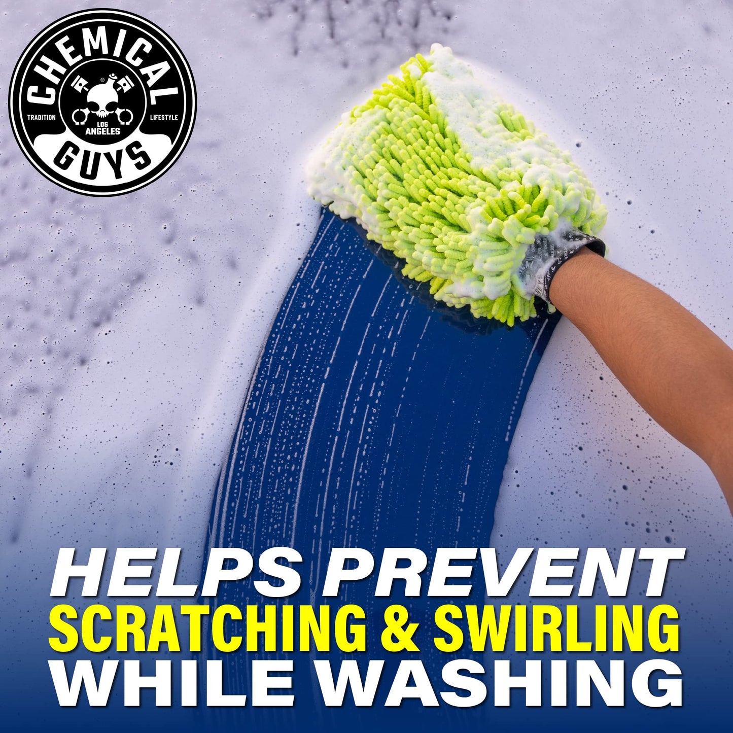 Chemical Guys, Chenille Premium Scratch-Free Microfiber Wash Mitt, Lime Green, 9.6" x 2.3" x 7" (3 Pack) - MIC49303