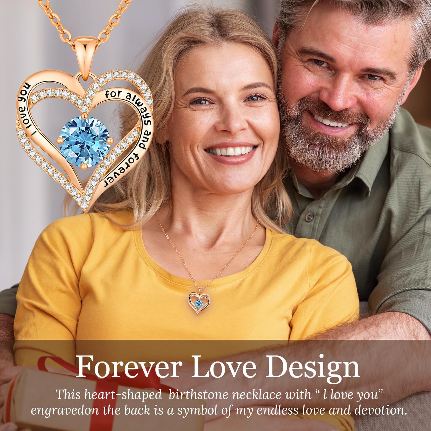 CDE Forever Love Heart Necklaces for Women, Mom, Girlfriend, Wedding Anniversary Birthday Mother Day Gift for Wife Girlfriend Jewelry with Birthstone Pendant