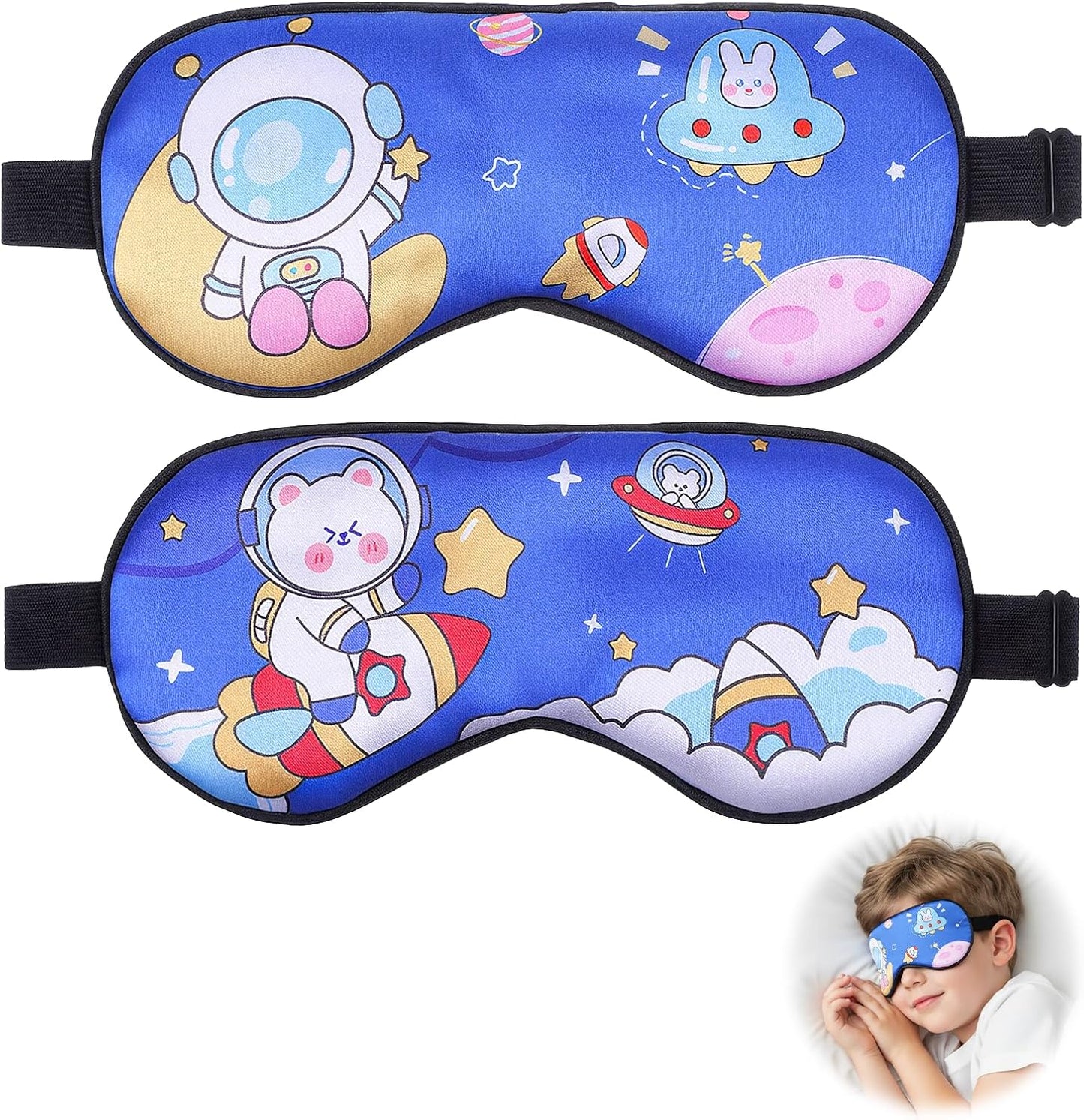 Hecila Cute Astronaut Sleep Mask Sleeping Masks Soft Eye Covers for Sleeping Funny Eye Masks with Adjustable Strap & Light Blocking Bedtime Blindfold for Travel and Home Use
