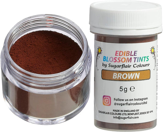 Sugarflair Brown Food Colouring Dust (Blossom Tint), Powder Color, Edible, Matt Finish, Use on Cake Surfaces, Decorations Or Mix In Icing to Create Colourful Cakes & Bakes - 5g