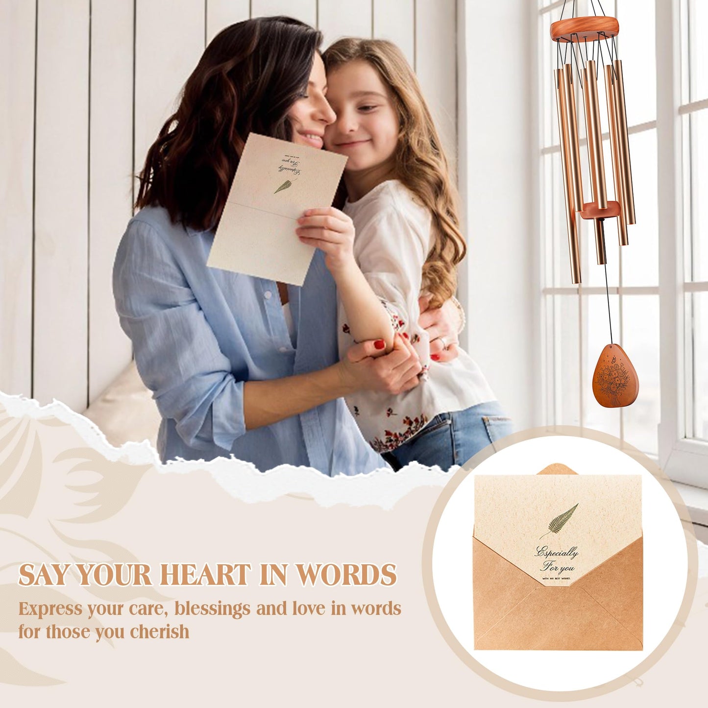 Gifts for Mom, Wind Chimes for Outside, Windchimes Hanging for Home Decor, Memorial Moms Birthday Gifts Christmas Mothers Day Thanksgiving (Mom)