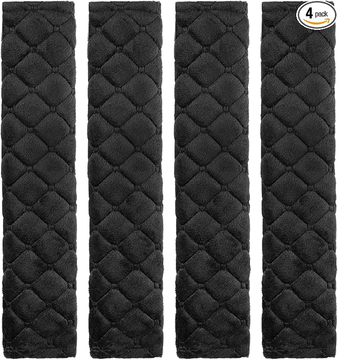 Tatuo 4 Pack Seat Belt Cover Extra Long Seat Belt Pads for Car Soft Comfort Shoulder Strap Covers Harness Pads Helps Protect Your Neck and Shoulder(25.6 Inch,Black)