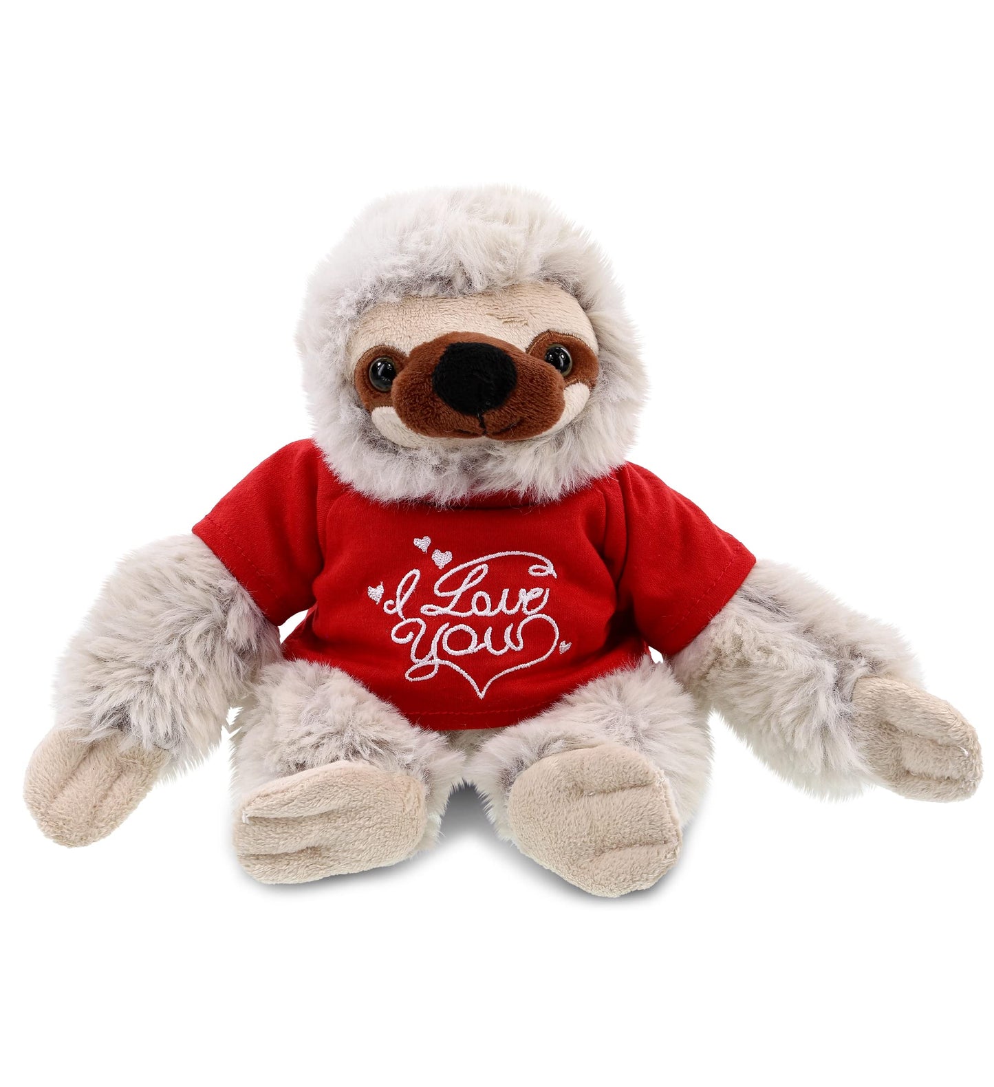 DolliBu Valentine Sloth Stuffed Animal with I Love You Red Shirt - Cute Plush Stuffed Animal Sloth Gifts with Name Personalization for Valentines Day, Birthday, Anniversary, Romantic Date - 7.5 Inches