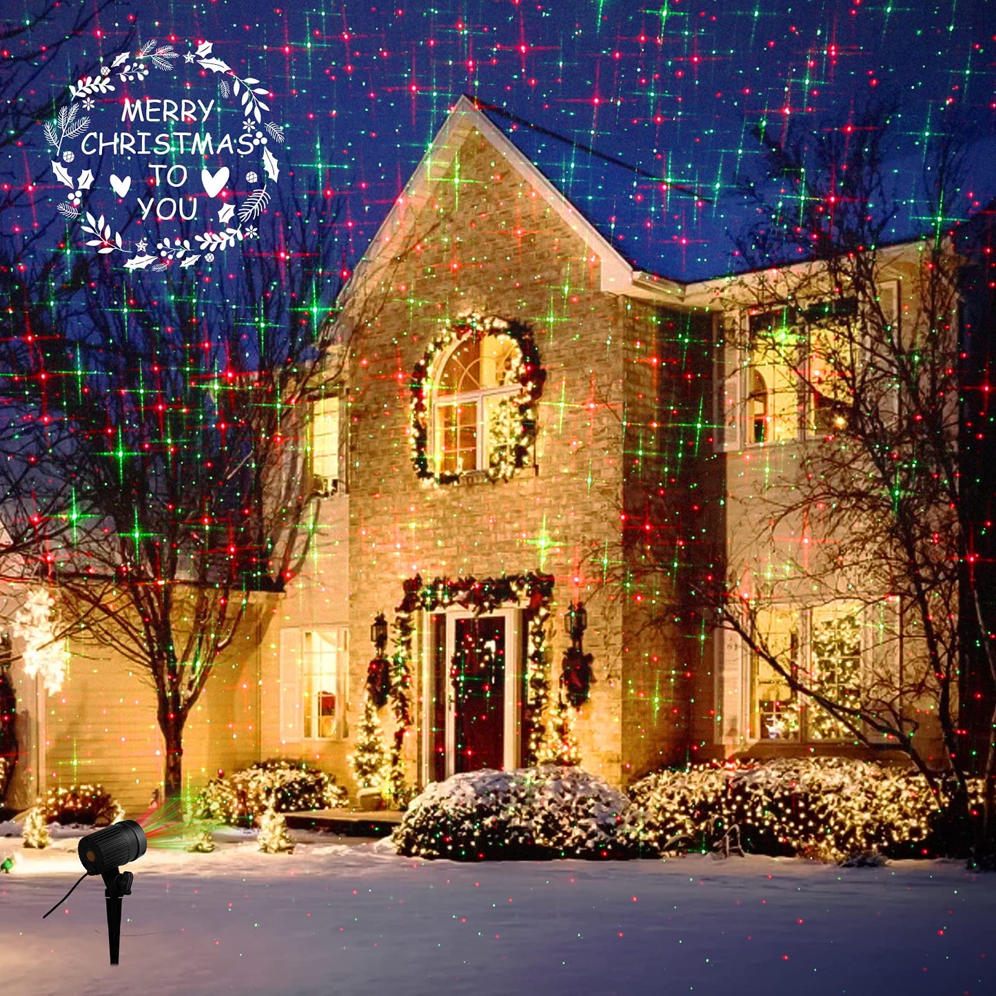 Christmas Projector Laser Lights Outdoor Red and Green Starry Projection Light 3 Working Modes Waterproof Plug in Mountable Landscape Lights for Holiday Xmas Indoor Party New Year Decoration Show