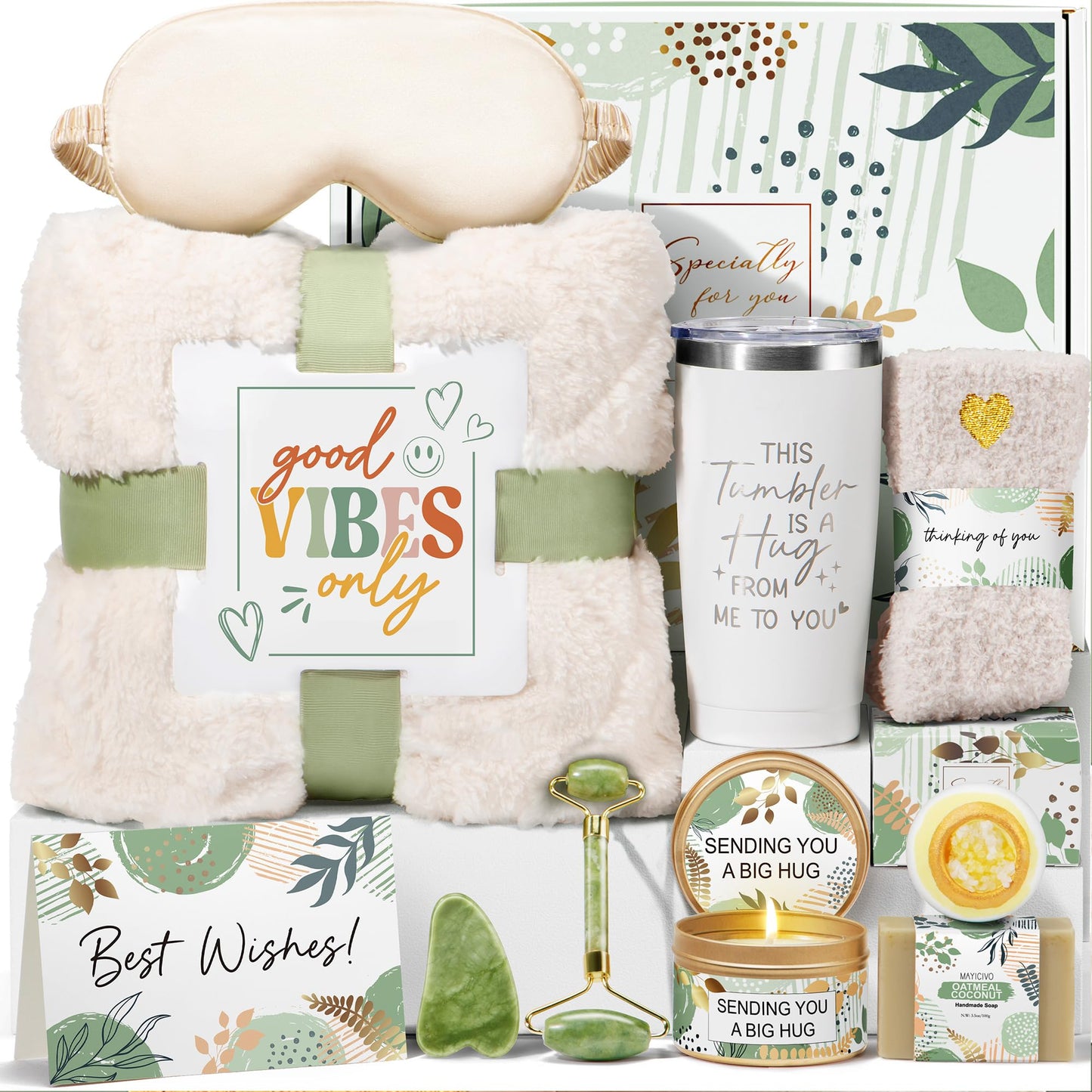 Self Care Gifts for Women Get Well Soon Gifts Basket, Birthday Gifts for Women Care Package Relaxing Spa Gifts Thinking of You Gifts w/ Blanket, Unique Mothers Day Gifts for Mom Her Friend Sister Wife