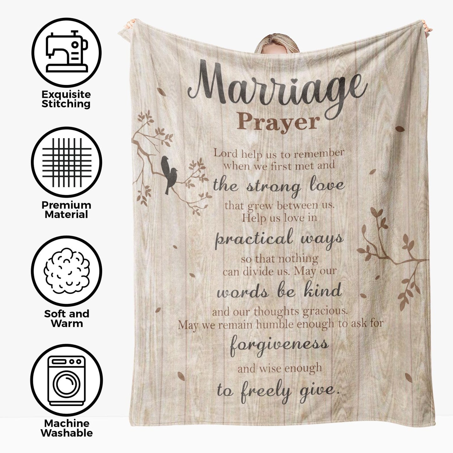 Uniquilling Wedding Gifts for Couples 2025, Newlyweds Gifts for Couples Bridal Shower Gift, Best Bride Gifts for Wedding Day, Marriage Prayer Throw Blanket 60"x 50"