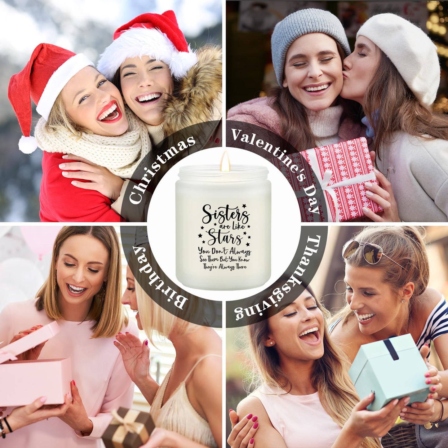Volufia Sisters Gifts from Sister - Christmas Mother's Day Birthday Gifts for Big Sister - Sisters Candle
