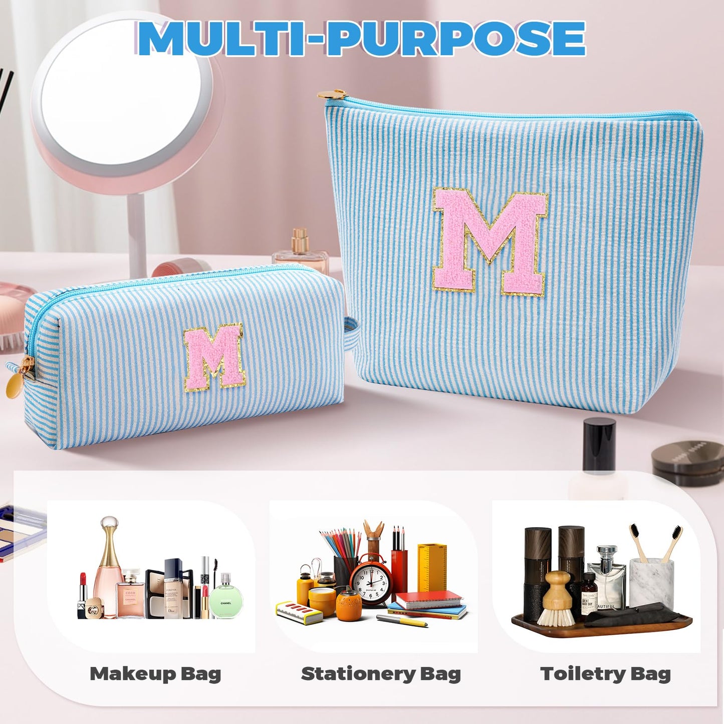 Btffitting Mothers Day Gifts for Mom,Mum Gifts from Daughter,Birthday Gifts for Wife Sister Her,Mother in Law Gift,Mama Gifts Idea,Makeup Bag Set Cosmetic Bag - Blue,M