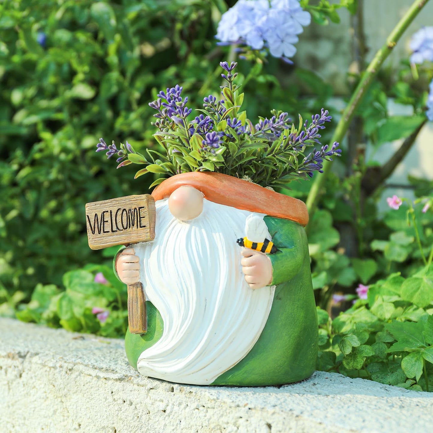 Chonsun Cute Plant Pots Small Gnome Flower Pots 4" Succulent Pot with Drainage Resin Garden Pot Planter for Indoor Outdoor"