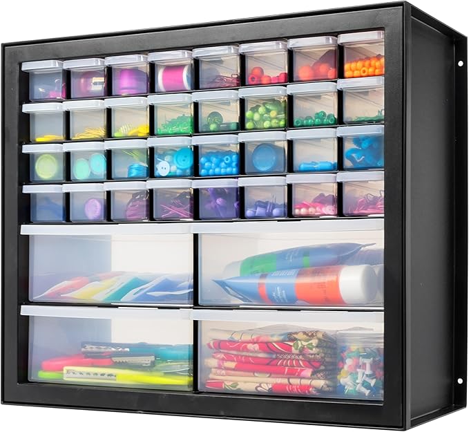 IRIS USA Small Parts Storage Cabinet, Made in USA, 36-Drawer Organizer for Hardware, Electronics, Screws, Nuts & Bolts, Beads, Craft Supplies, Teacher Toolbox, Garage & Workshop Storage â Black