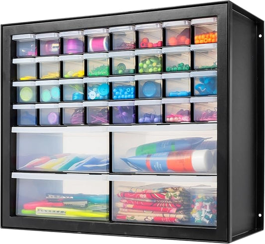 IRIS USA Small Parts Storage Cabinet, Made in USA, 36-Drawer Organizer for Hardware, Electronics, Screws, Nuts & Bolts, Beads, Craft Supplies, Teacher Toolbox, Garage & Workshop Storage â Black