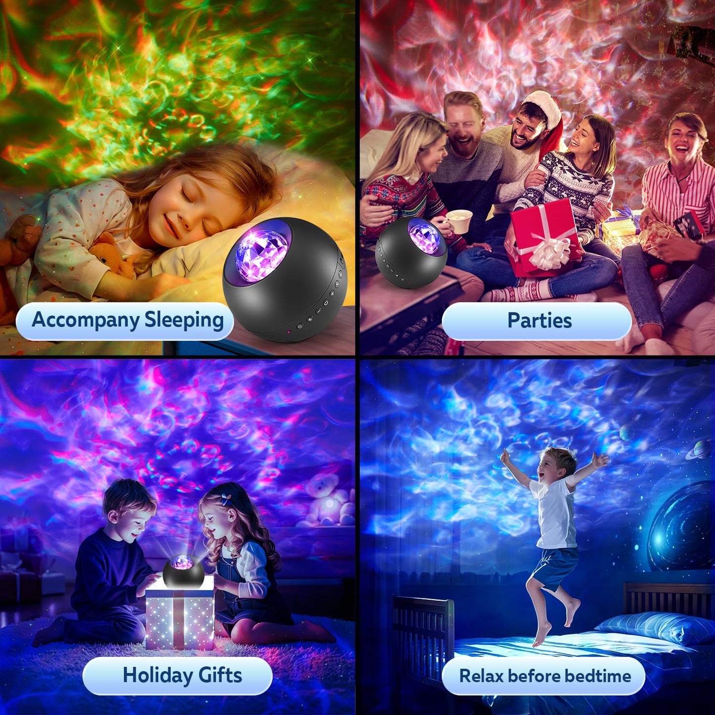 Galaxy Light Projector, 210 Light Effects Ceiling Projector,15 White Noise Galaxy Projector for Bedroom Adults,HiFi Bluetooth Galaxy Projector Lights for Bedroom,Remote&Timer Galaxy Lights for Bedroom