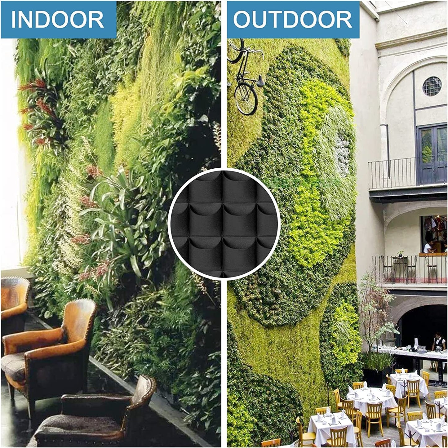 90 Pockets Hanging Planter Bags, Hanging Vertical Wall Mounted Plant Planting Grow Bags, Herb Garden Planter Outdoor Indoor Growing Bag, Gardening Vertical Greening Flower Container(1.1m×1.1m, Black)