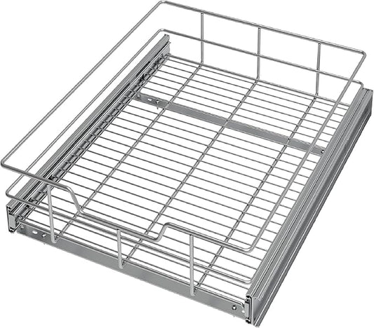 Pull Out Cabinet Organizer 15" W X 22" D, Slide Out Drawers For Kitchen Organizers and Storage, Pull Out Drawers For Cabinets Capacity Heavy Duty Caddy, Cabinet Shelves Chrome-Plated, Bathroom Pantry