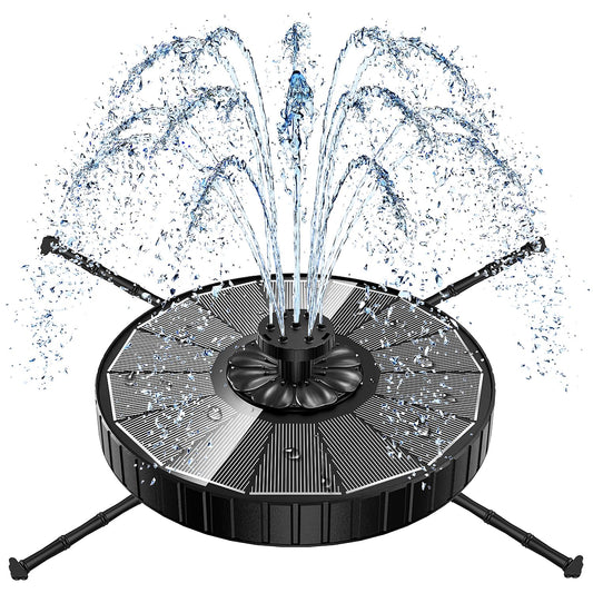 Yzert Solar Fountain, 3-Level Adjustable Water Height, 3.5W Glass Powerful Outdoor Fountain Pump with Rotating Rods & 7 Nozzles for Bird Bath, Garden, Pond, Patio, Flower Pot (2026 Model, Black)