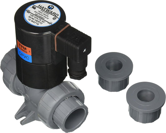 Hayward SV20100STV 1-Inch CPVC NPD Design True Union Solenoid Valves with FPM Seal and Socket/Threaded End Connection