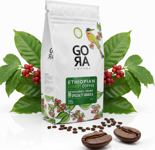 GoRa Ethiopian Coffee Beans 1kg – Medium Roast Whole Bean, Single Origin Arabica, Smooth Fruity & Floral Notes, Sourced & Roasted in Ethiopia - 1kg (35.3oz)