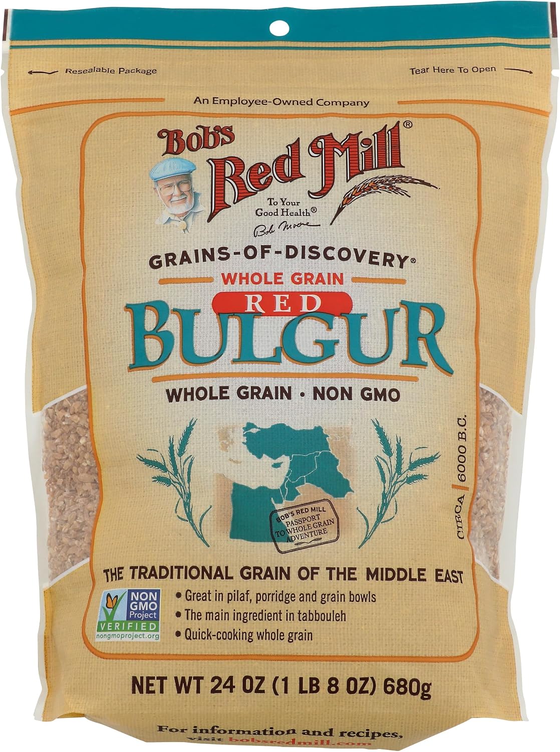 Bob's Red Mill Red Bulgur/Red Wheat, 24oz (Pack of 1)- Whole Grain, Non GMO, Vegan, Kosher