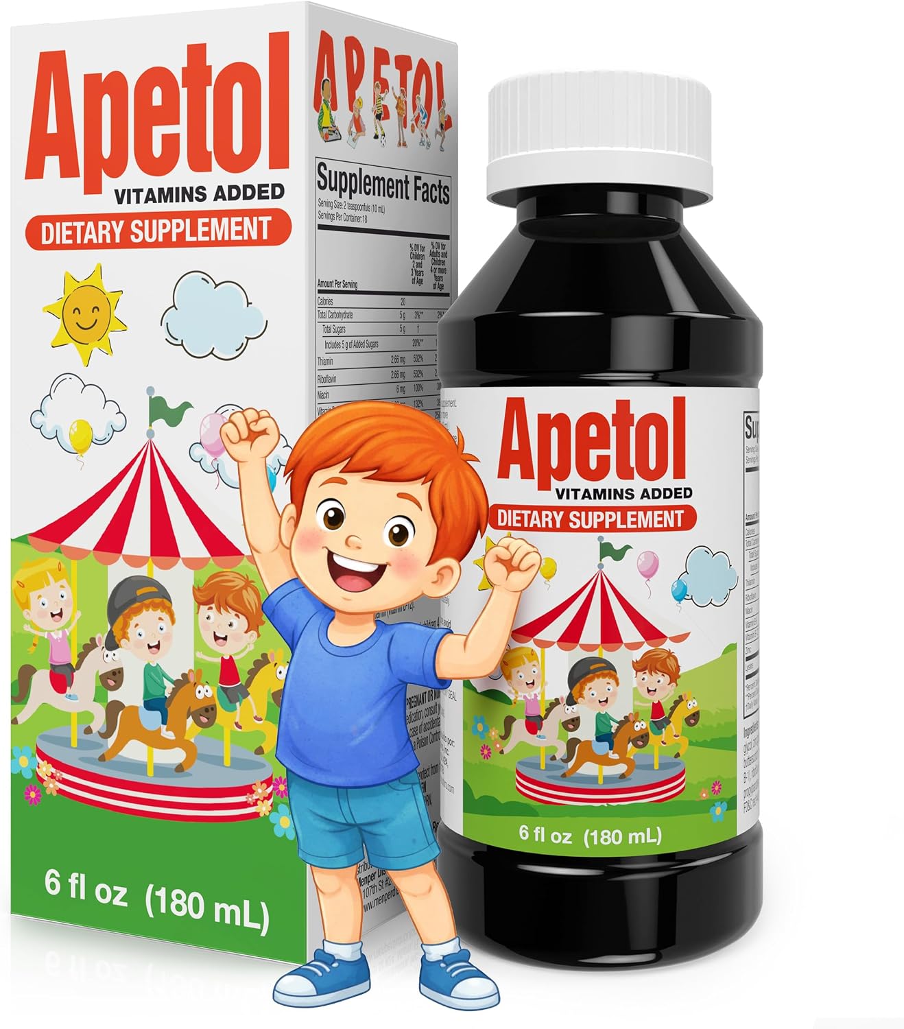 Appetite Booster for Kids & Adults | Appetite Stimulant Liquid Vitamins | Weight Gain Supplement | Supports Digestive Health, Memory & Vitality | Vitaminas para Niños | 6 Fl Oz, 1-Pack