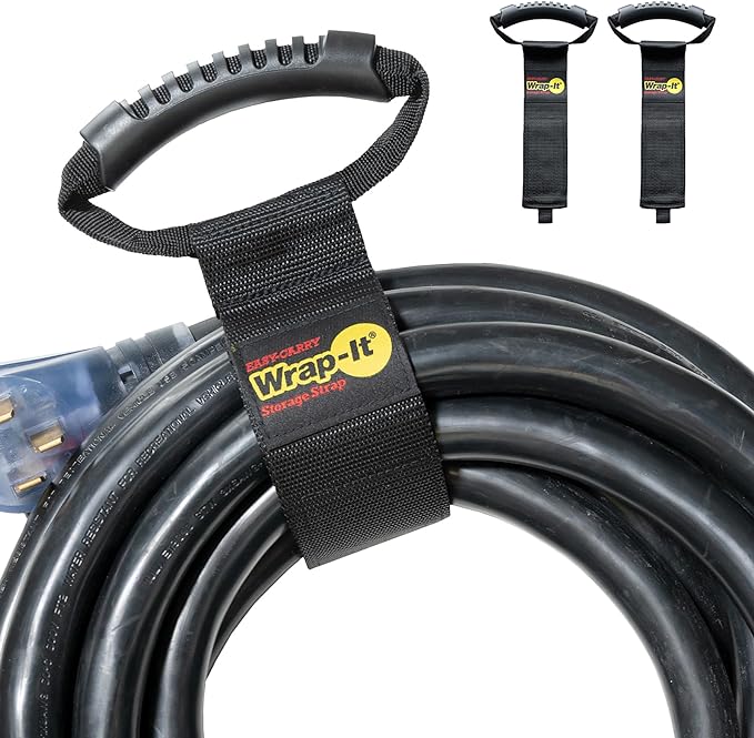 Easy-Carry Wrap-It Storage Straps - 22â (2-Pack) â Heavy-Duty Hook and Loop Cord Carrying Strap, Hanger, and Organizer with Handle for Pool Hoses, Garden Hoses, Cords, Cables and More