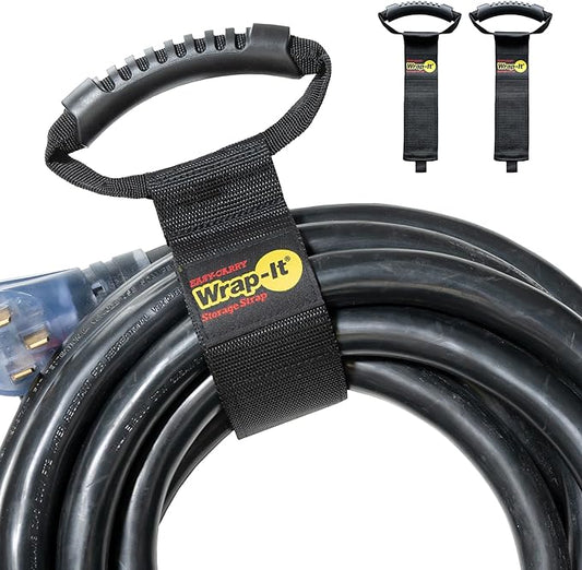 Easy-Carry Wrap-It Storage Straps - 22â (2-Pack) â Heavy-Duty Hook and Loop Cord Carrying Strap, Hanger, and Organizer with Handle for Pool Hoses, Garden Hoses, Cords, Cables and More