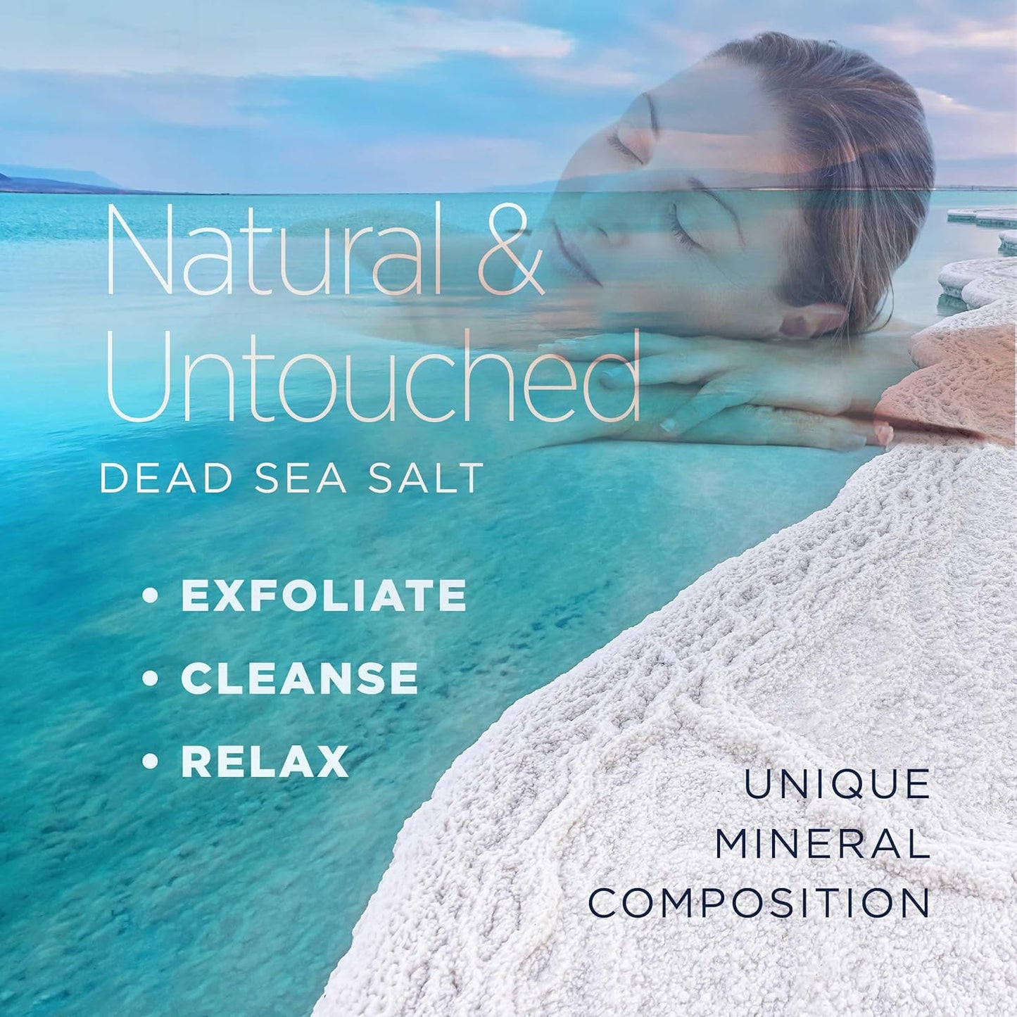 Minera Fine Grain Dead Sea Salt for Bath & Soaking – 2 lbs, Fast-Dissolving, 100% Pure & Natural, Unscented, Skin-Nourishing Sea Salt